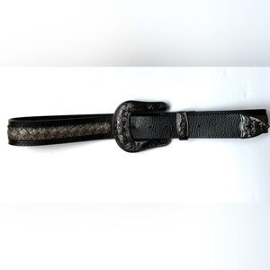 Black Embossed Genuine Leather Belt Sz Large 38”